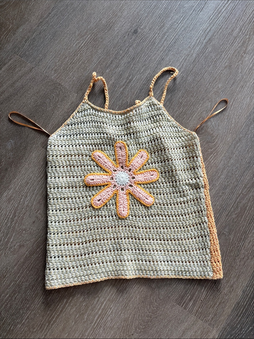 1.4.3. Story by Line Up Crochet Daisy Camisole in Cream and Peach